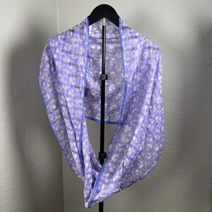 J. Jill Lavender Floral Sheer Mesh Infinity Cotton Scarf Shawl Wrap